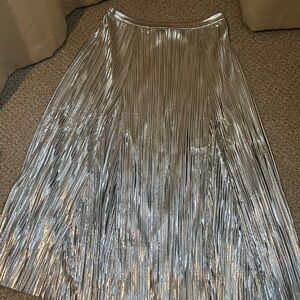 Anthropologie Silver Metallic Skirt